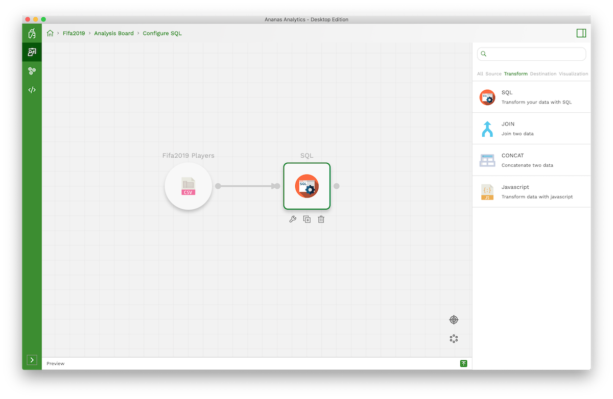 connect sql transform